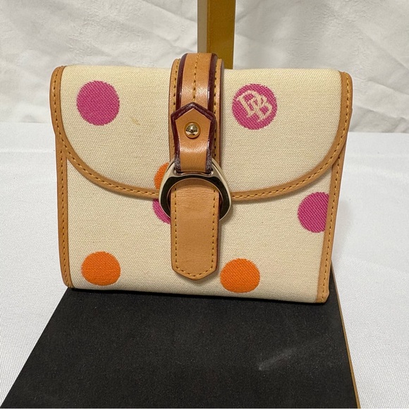 Dooney & Bourke Handbags - Dooney & Bourke Cream Wallet with Pink and Orange Dots